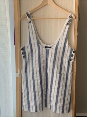 Very J Striped Overall Mini Dress or Top Cottagecore Small